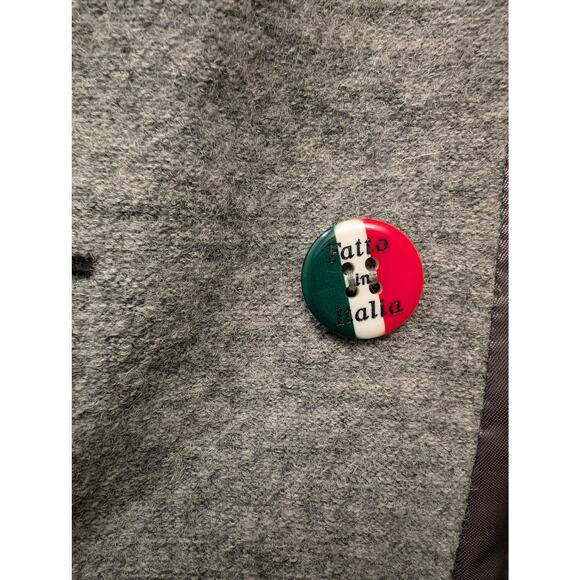 Femme by Michele R 100% Fur Rabbit Trim Double-Breasted Peacoat Gray Lined Cozy - Picture 7 of 9